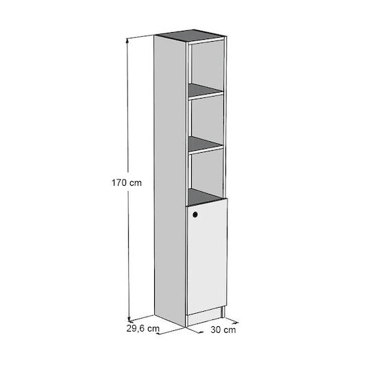 Megapap Badezimmersäule Boden H30xB29.6xH170cm Weiß