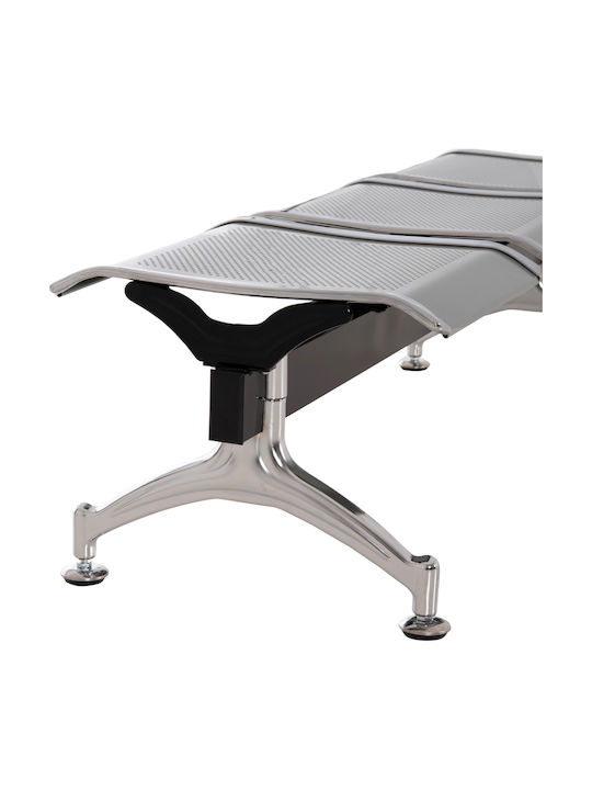 Dreisitziger Wartesessel in Grau Farbe 150x50x40cm