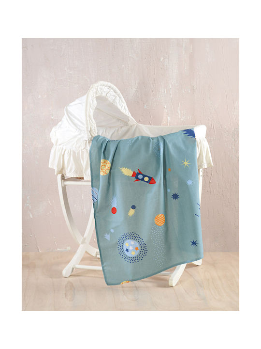 Rythmos Set Baby Duvet Cover with Pillowcase Rocket Light Blue 110x160cm