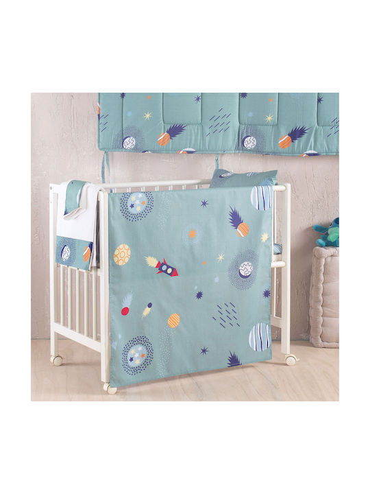 Rythmos Set Baby Duvet Cover with Pillowcase Rocket Light Blue 110x160cm