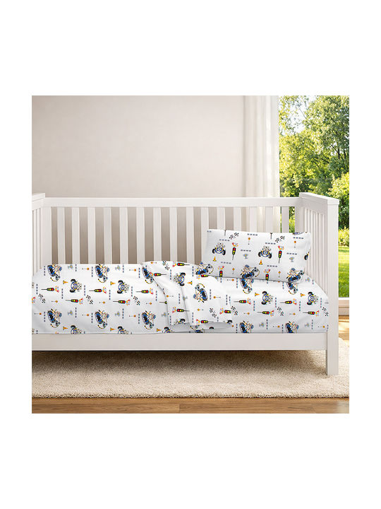 Dimcol Baby Duvet Cover Animal Grand Prix 589 White Blue 120x160cm