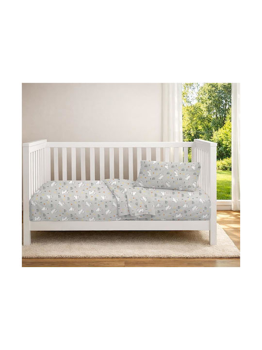 Dimcol Baby Duvet Cover Rabbit Garden 586 Grey 120x160cm