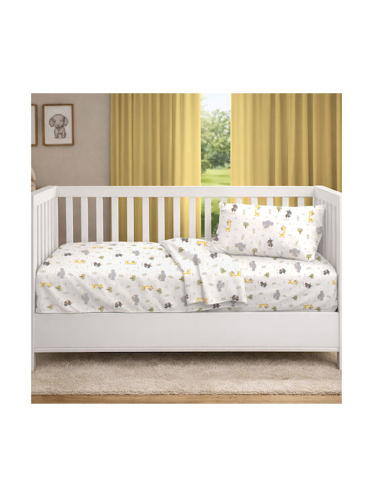 Dimcol Baby Duvet Cover Happy Safari 713 White Grey 120x160cm