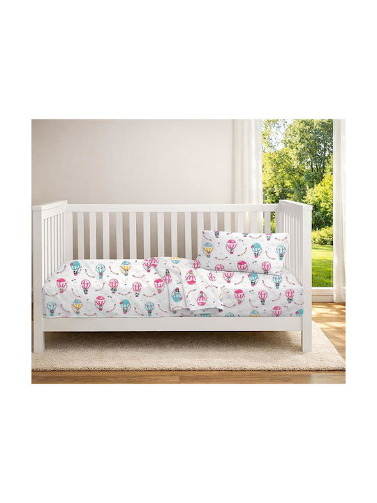 Dimcol Baby Duvet Cover The Floating Zoo 597 White Pink 120x160cm