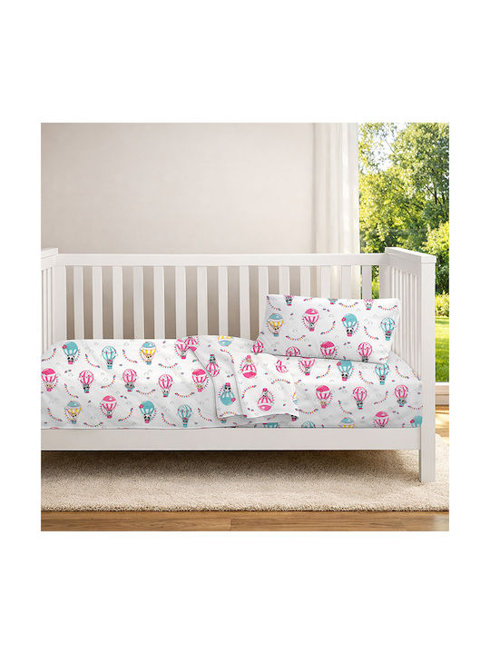 Dimcol Baby Duvet Cover The Floating Zoo 597 White Pink 120x160cm