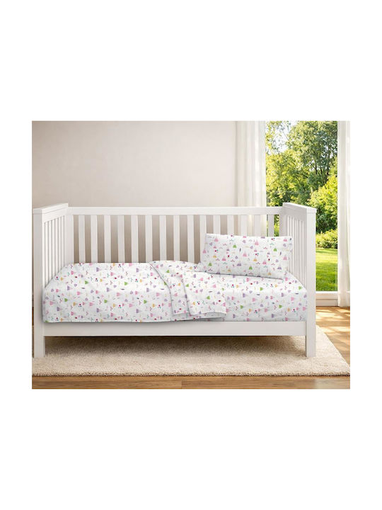 Dimcol Baby Duvet Cover Whimsical Mountainside 587 White-Pastel Lilac 120x160cm