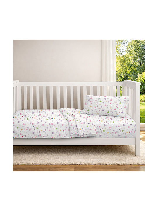 Dimcol Baby Duvet Cover Whimsical Mountainside 587 White-Pastel Lilac 120x160cm
