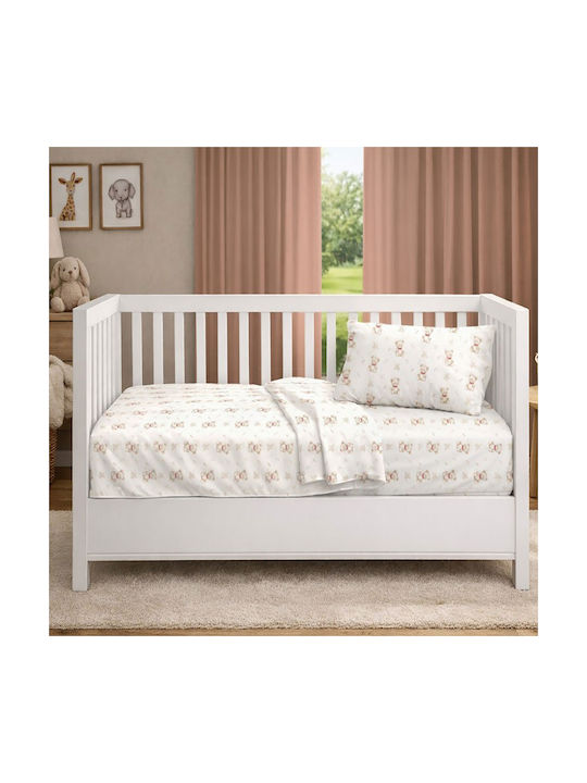 Dimcol Βρεφική Παπλωματοθήκη Newborn Bear 716 1 White-beige 120x160εκ.