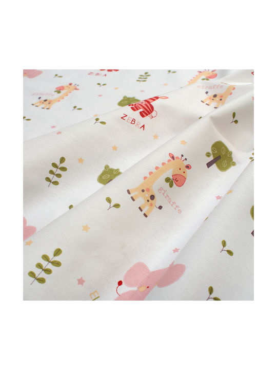 Dimcol Baby Duvet Cover Happy Safari 712 White Pink 120x160cm