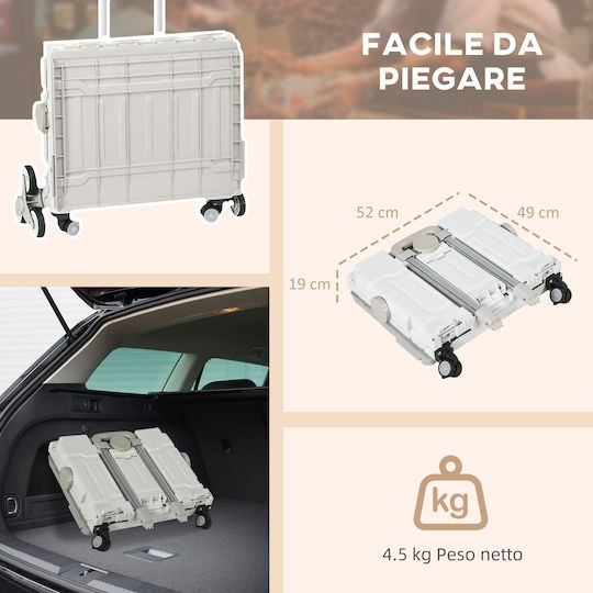 Plastic Shopping Trolley Foldable White 51L