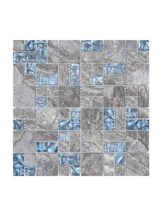 Vidaxl Mosaic Tile 11 Pieces Grey Blue 50 x 50 cm Glass