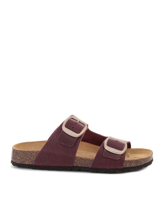 Damen Flache Sandalen in Bordeaux