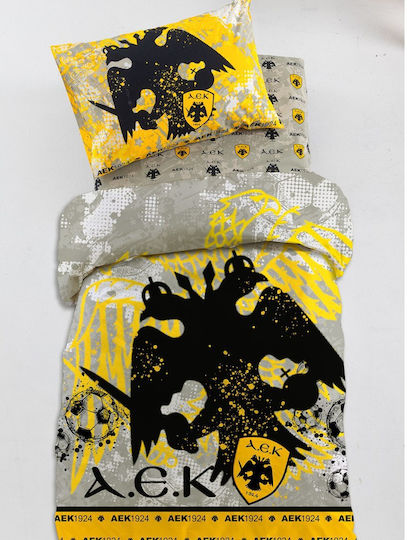 Palamaiki Aek 1924 Kids Cotton Pillowcase Set 52x72cm Gray