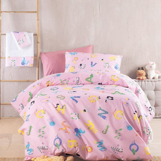 Rythmos Letterland Set Kids Pillowcases Made of 100% Cotton 50x70cm Pink
