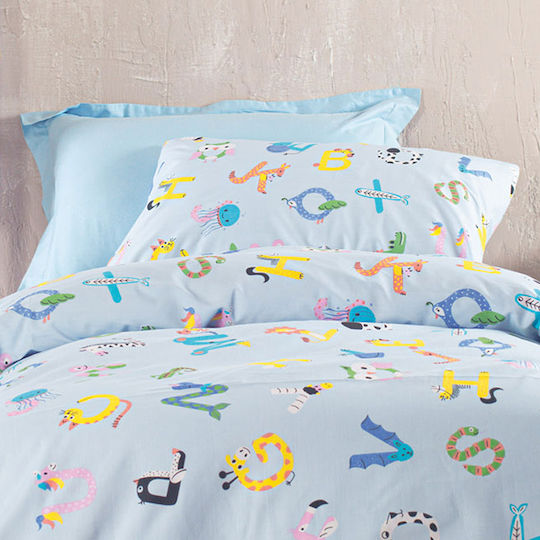 Rythmos Letterland Set Kids Pillowcases Made of 100% Cotton 50x70cm Blue