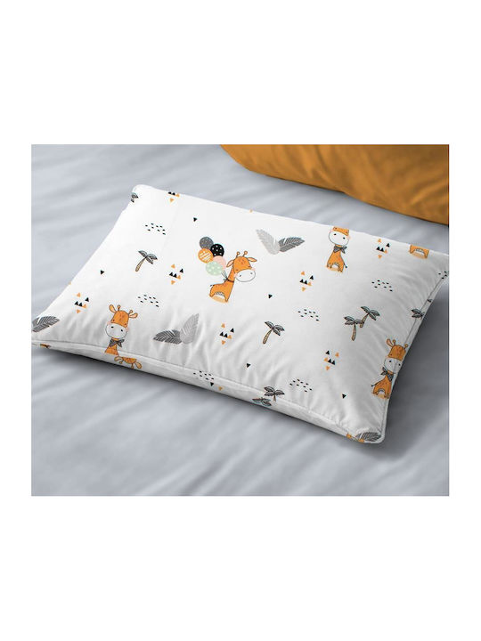 Dimcol Giraffe 599 Kids Pillowcase Made of 100% Cotton 50x70cm White-Orange