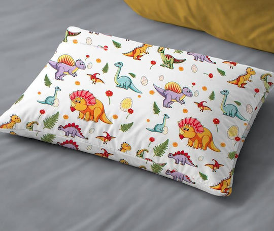 Dimcol Dinosaur 520 Fata De Pernă Pentru Copii Din 100% Bumbac 50x70 Cm Alb-Orange
