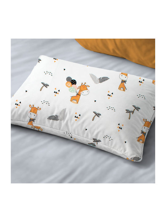 Dimcol Giraffe 599 Παιδική Μαξιλαροθήκη από 100% Βαμβάκι 50x70εκ. White-orange