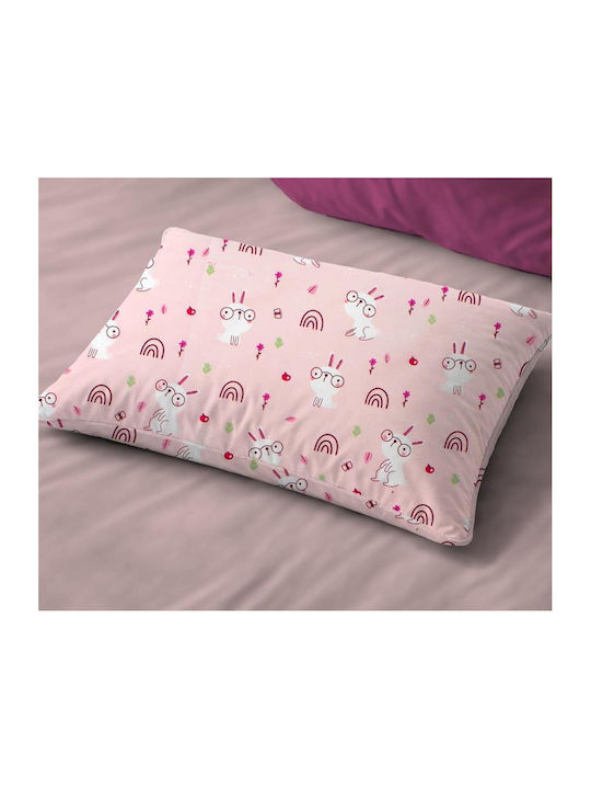 Dimcol Rabbit Garden 585 Kids Pillowcase Made of 100% Cotton 50x70cm Pink