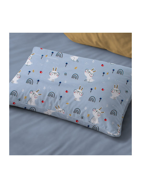 Dimcol Rabbit Garden 584 Παιδική Μαξιλαροθήκη από 100% Βαμβάκι 50x70εκ. Sky Blue