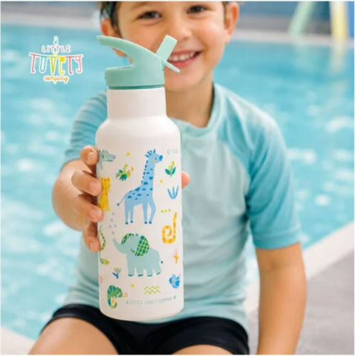 A Little Lovely Company Детска Бутилка Термос От Неръждаема Стомана Със Сламка Сива 500ml
