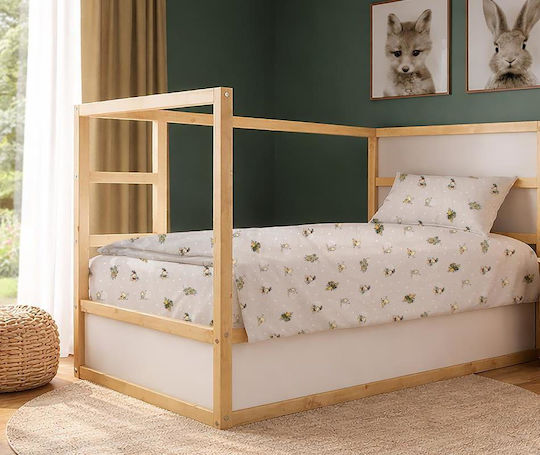 Dimcol Bear's Playtime 592 Kinderbettbezug Einzel Baumwolle Beige 160x240cm