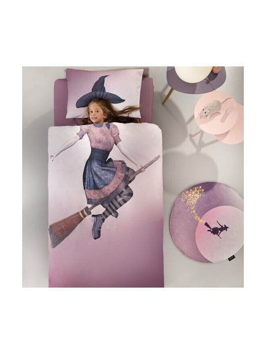 Saint Clair Set Kids Duvet Cover Single with Pillowcase Cotton Purple 160x225cm