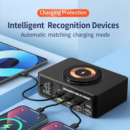 Powertech Βάση Φόρτισης με 4 Θύρες USB-A και 4 Θύρες USB-C 140W Power Delivery / Quick Charge 4.0 σε Μαύρο χρώμα (PT-1625)