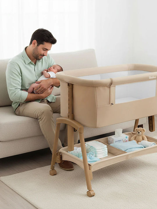 Kinderkraft Cradle Asalvo with Mattress and Wheels Beige