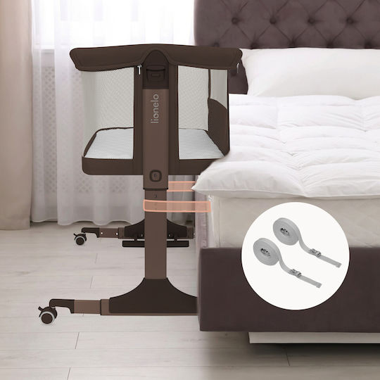 Lionelo Pari Baby Cradle with Mattress and Brown Wheels