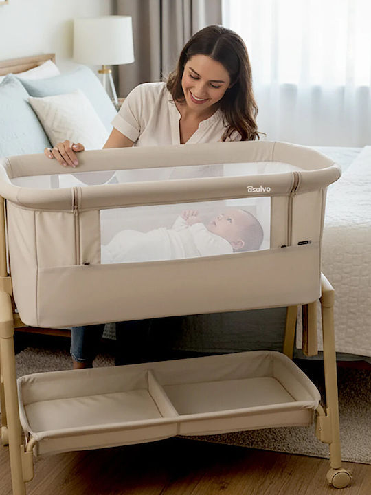 Kinderkraft Cradle Asalvo with Mattress and Wheels Beige