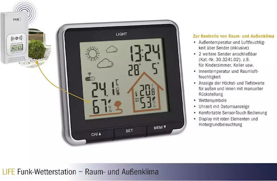 TFA Life Wireless Digital Weather Station Tabletop Black