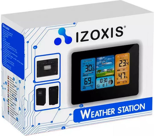 Izoxis 22452 Ασύρματος Μετεωρολογικός Σταθμός Ψηφιακός Επιτραπέζιος Μαύρος