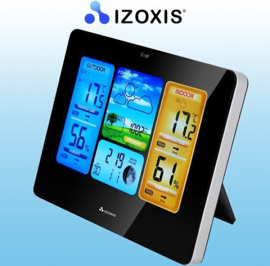 Izoxis 22452 Ασύρματος Μετεωρολογικός Σταθμός Ψηφιακός Επιτραπέζιος Μαύρος