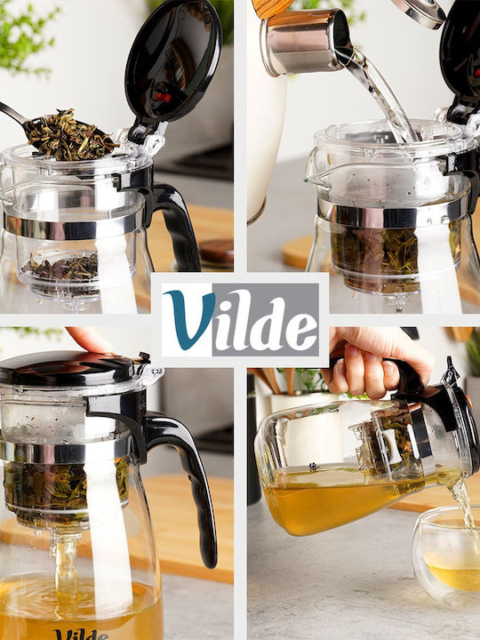 Orion Teapot with Filter Glass Black 680ml