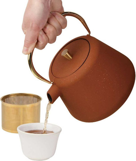 KING Hoff Kettle Teekanne mit Filter Gusseisen Braun 1000ml