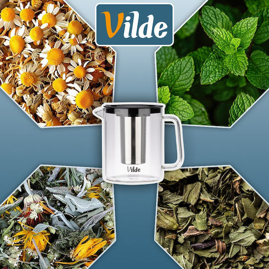 Orion Teekanne mit Filter Glas Schwarz 1500ml