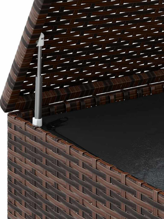 vidaXL Μπαούλο Αποθήκευσης Εξωτερικού Χώρου Rattan Καφέ Μ145xΠ100xΥ103εκ.