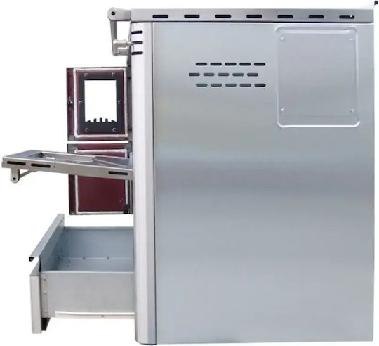 Senko SG-90 Metalic Cuptor pe lemne cu cuptor 7.5kW Inox Mat