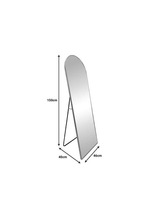 Inart Lorens Boden- oder Standspiegel mit Ovaler Form und Goldenem Aluminiumrahmen 150x46cm