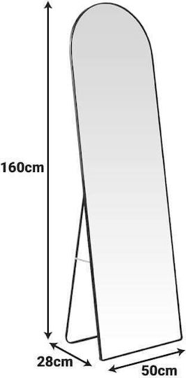 Pakketo Plaza I Boden- oder Standspiegel Gewölbt mit Gold Metallisch Rahmen 160x50cm