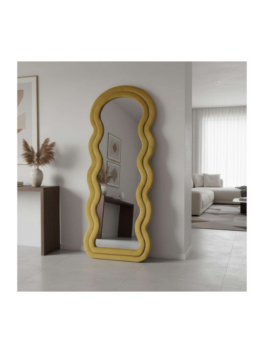 Hanah Home Огледало Асиметрично с Жълта Дървена Рамка 170x65см