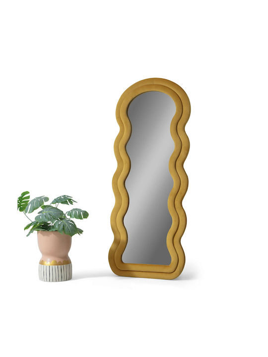 Hanah Home Огледало Асиметрично с Жълта Дървена Рамка 170x65см