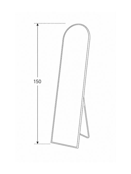 Gewölbter Boden- oder Standspiegel mit silbernem Holzrahmen 150x40cm