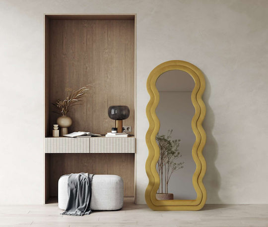 Hanah Home Oglindă De Podea Asimetrică Cu Cadru Din Lemn Galben 170x65cm