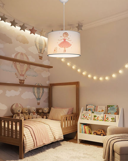 Heronia Ballarina Einfaches Licht Kinderzimmer-Deckenleuchte Deckenleuchte aus Kunststoff mit E27 Sockel Rosa