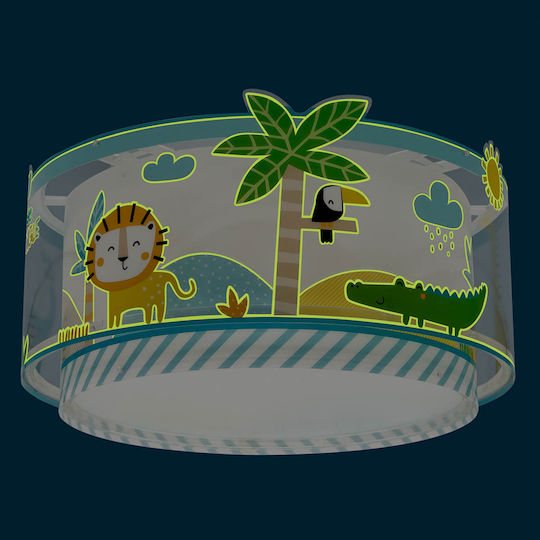 Ango My Little Jungle Single-Light Kids Ceiling Light Mount Ceiling Light 15W with E27 Base Turquoise