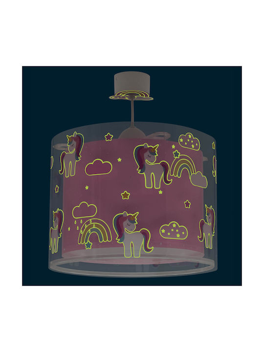 Ango Unicorns Single-Light Kids Ceiling Light 15W with E27 Base Pink