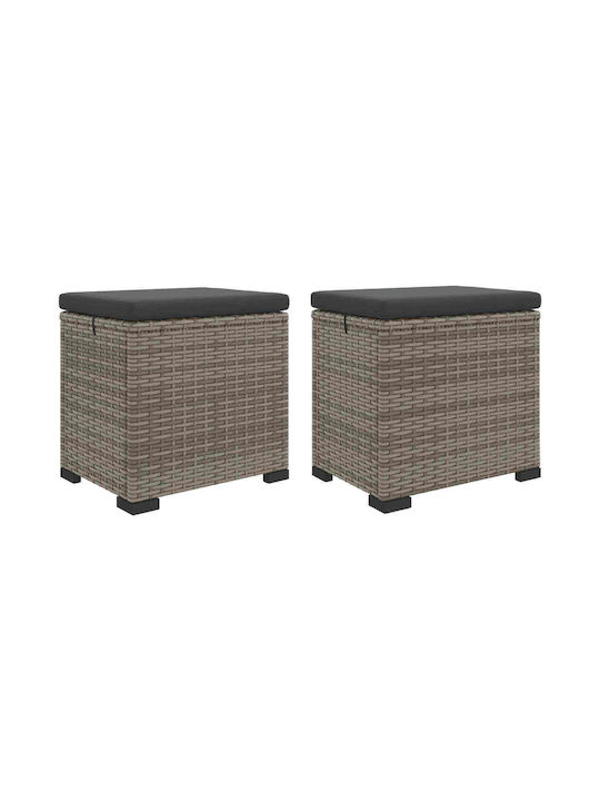 Außenbereich-Hocker Rattan Grau 2Stücke 40x30x40cm Außenbereich-Hocker Rattan Grau 2Stücke 40x30x40cm