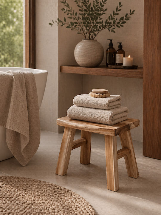 Hölzernes Gartenhocker Außenbereich Beige 31x19x25cm